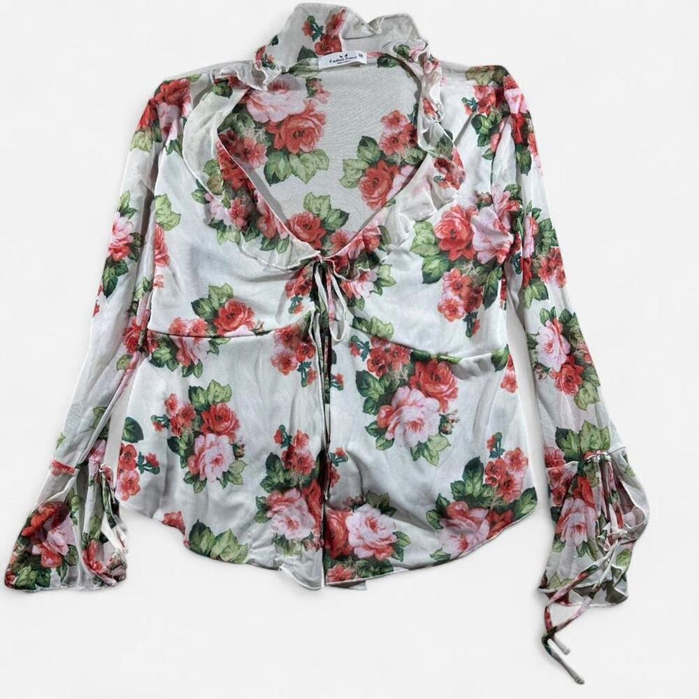 Y2k sheer floral mesh